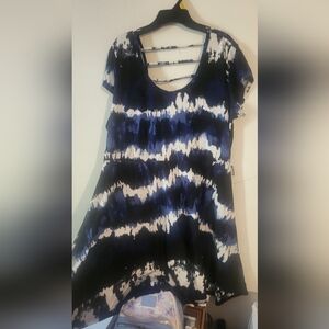 Blue tie-dye summer dress dress